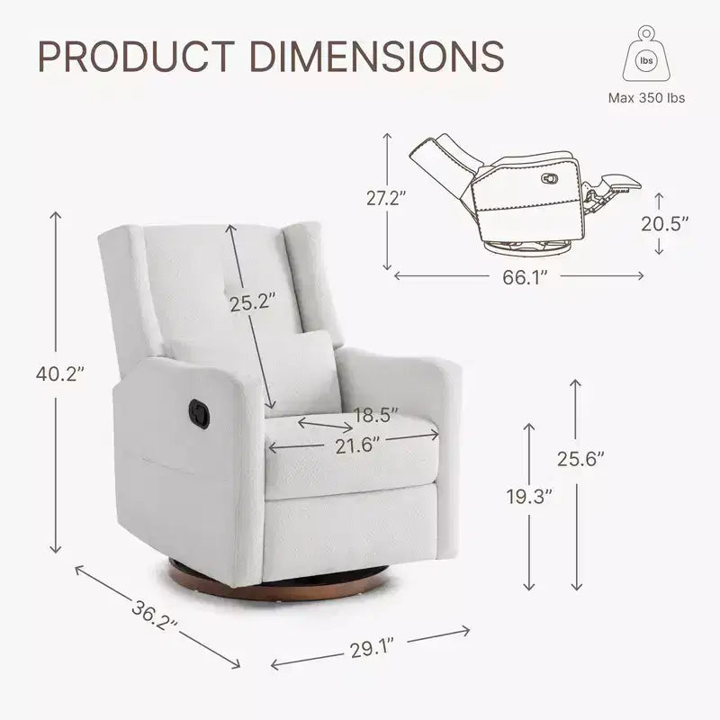 Manual Swivel Glider Recliner with Lumbar Pillow