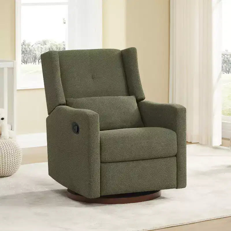 Manual Swivel Glider Recliner with Lumbar Pillow