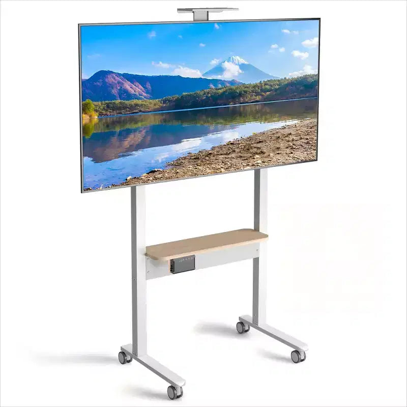 Skyzoo Portable Floor TV Stand on Wheels for 37-86 TVs up to 154lbs, Adjustable Height Rolling TV Cart with Remote & Touch Control