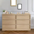 6 Drawer Dresser with Large Storage , Natural Oak 6 Chest of Drawers for Bedroom, Wooden Dresser Organizer for Living Room, Entryway
