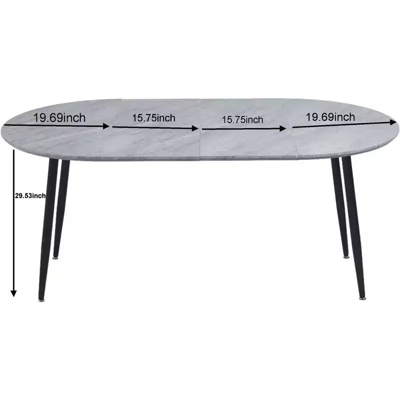 Modern Wood Extensible Oval Dining Table with Sturdy Metal Legs,Minimalist Kitchen Dinner Table for Dining Room,Family Meals