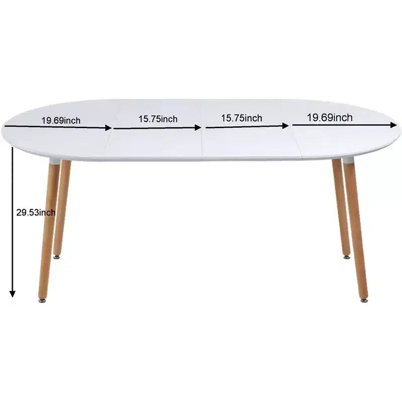 Modern Wood Extensible Oval Dining Table with Sturdy Metal Legs,Minimalist Kitchen Dinner Table for Dining Room,Family Meals