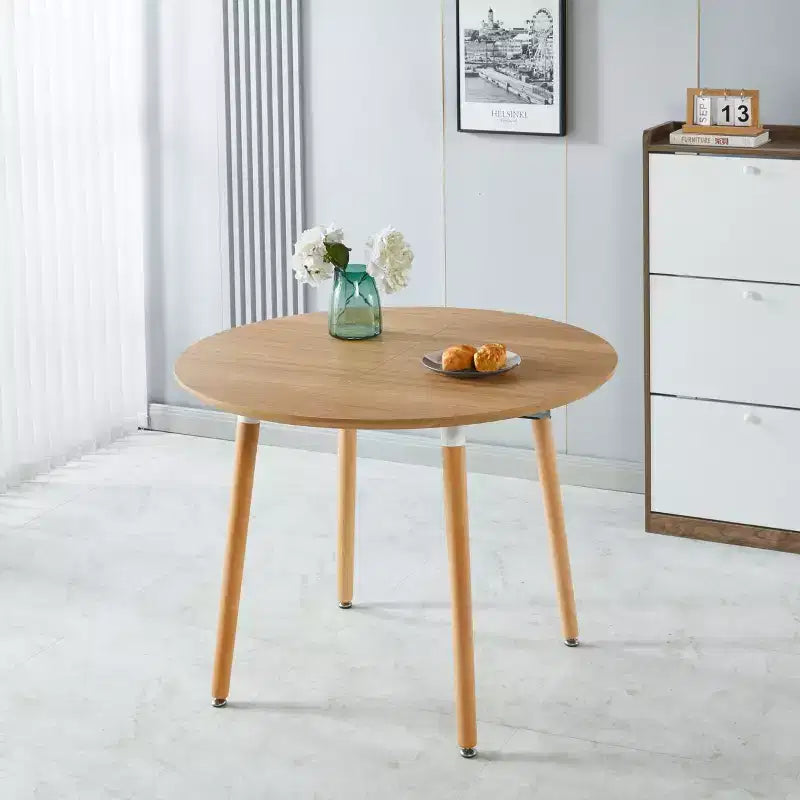 Modern Wood Extensible Oval Dining Table with Sturdy Metal Legs,Minimalist Kitchen Dinner Table for Dining Room,Family Meals