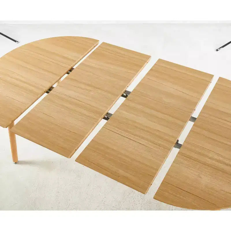 Modern Wood Extensible Oval Dining Table with Sturdy Metal Legs,Minimalist Kitchen Dinner Table for Dining Room,Family Meals