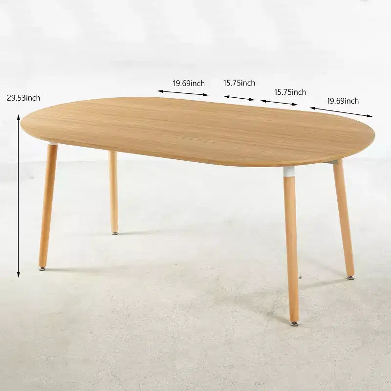 Modern Wood Extensible Oval Dining Table with Sturdy Metal Legs,Minimalist Kitchen Dinner Table for Dining Room,Family Meals