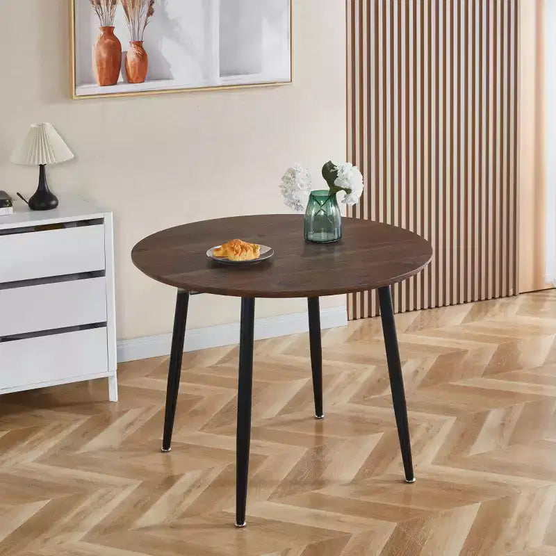 Modern Wood Extensible Oval Dining Table with Sturdy Metal Legs,Minimalist Kitchen Dinner Table for Dining Room,Family Meals