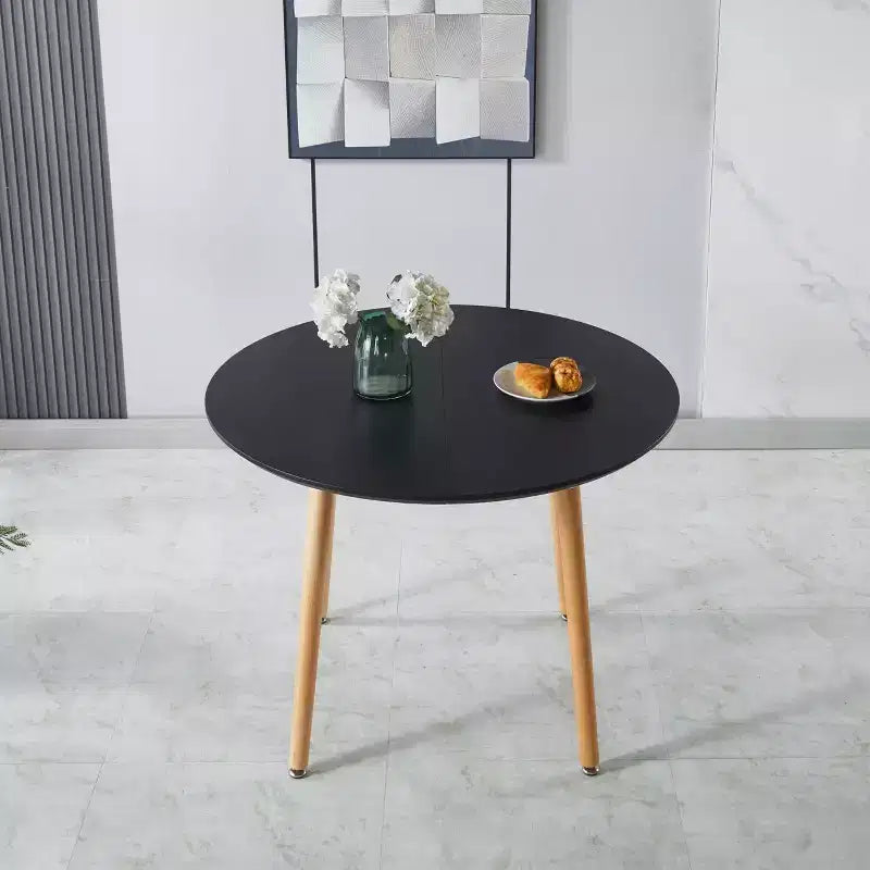 Modern Wood Extensible Oval Dining Table with Sturdy Metal Legs,Minimalist Kitchen Dinner Table for Dining Room,Family Meals