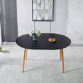 Okak Modern Wood Extensible Oval Dining Table with Sturdy Metal Legs,Minimalist Kitchen Dinner Table for Dining Room,Family Meals