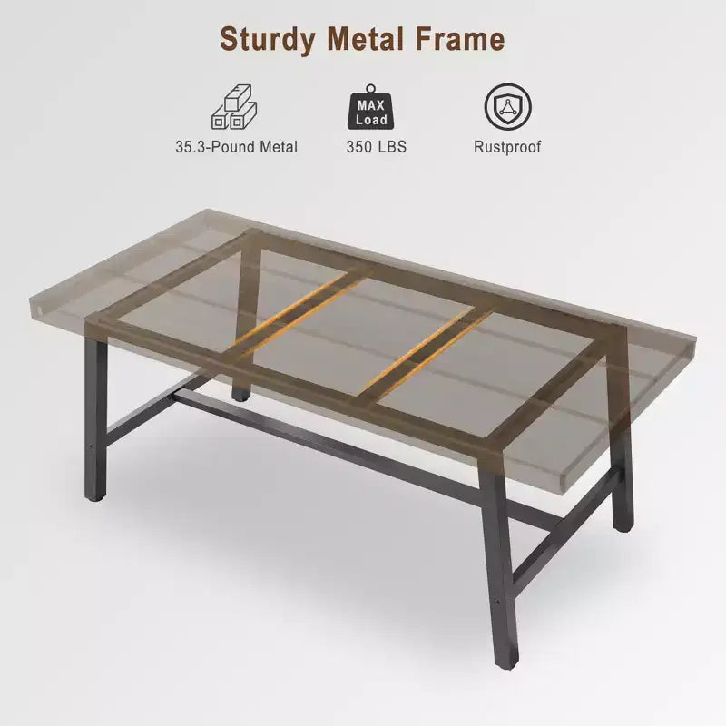 Rustic Wood 63 Large Long Dining Table for 6, Industrial Rectangle Kitchen Table with Sturdy Black Metal Legs for Living Room and Dining Room