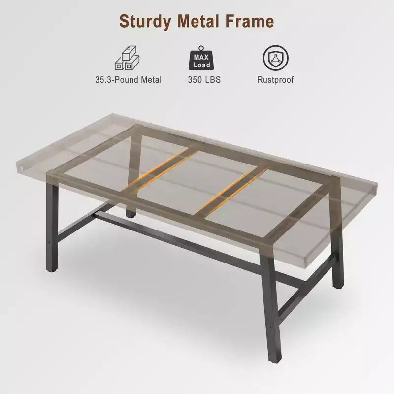 Rustic Wood 63 Large Long Dining Table for 6, Industrial Rectangle Kitchen Table with Sturdy Black Metal Legs for Living Room and Dining Room