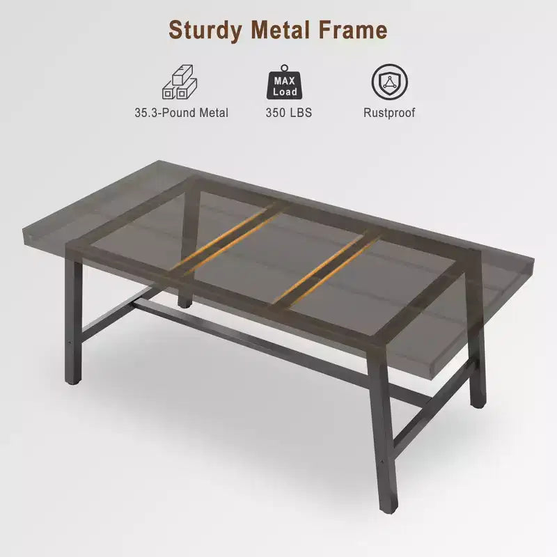 Rustic Wood 63 Large Long Dining Table for 6, Industrial Rectangle Kitchen Table with Sturdy Black Metal Legs for Living Room and Dining Room