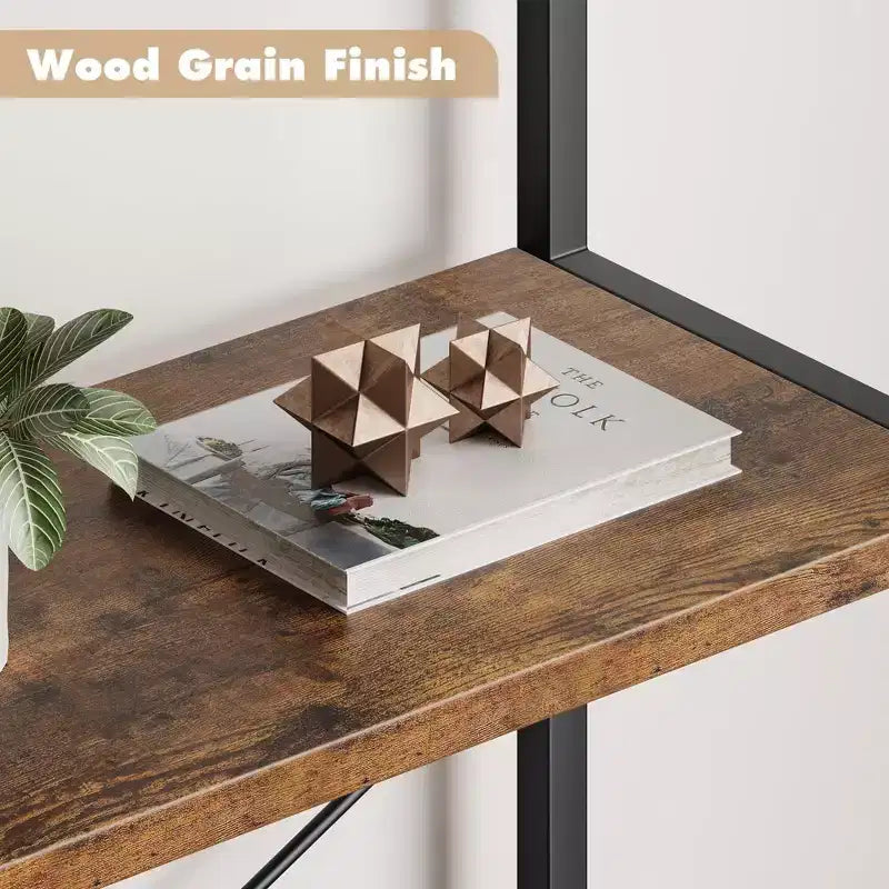 5 Tier Arched Bookshelf, Bookcase Display Racks Tall Bookshelves, Storage Rack Large Wood Book Shelf for Bedroom, Living Room, Office