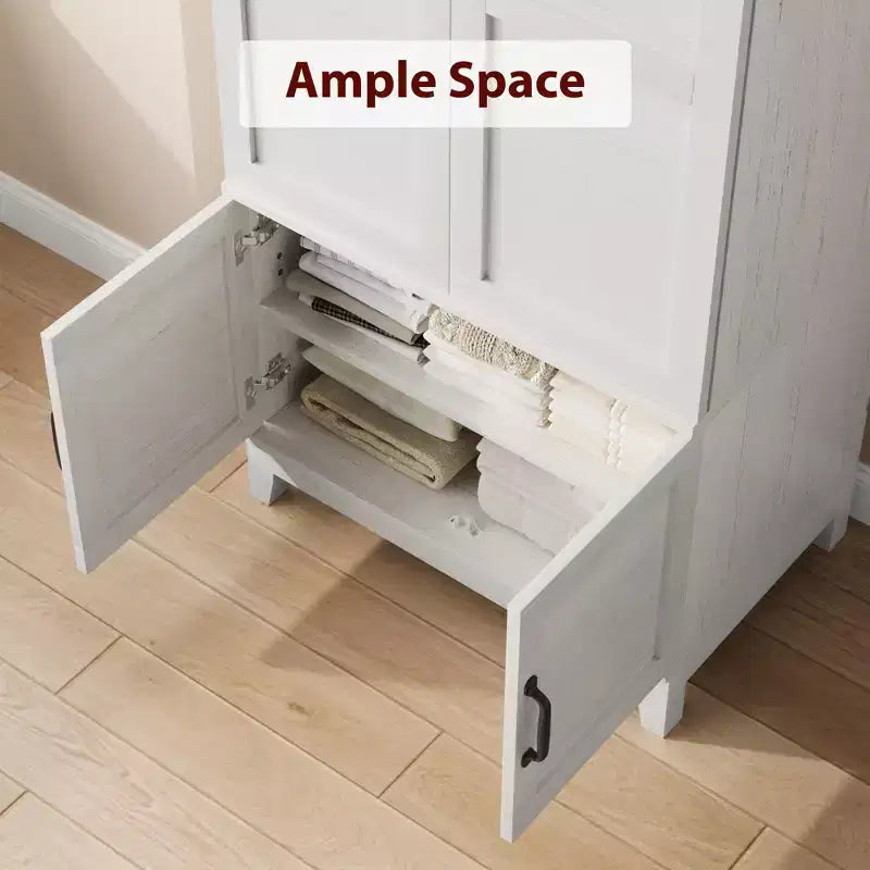 Armoire Wardrobe Closet with 4 Doors, 72 Wooden Wardrobe Cabinet with Hanging Rod, Freestanding Tall Clothing Armoire Cabinet