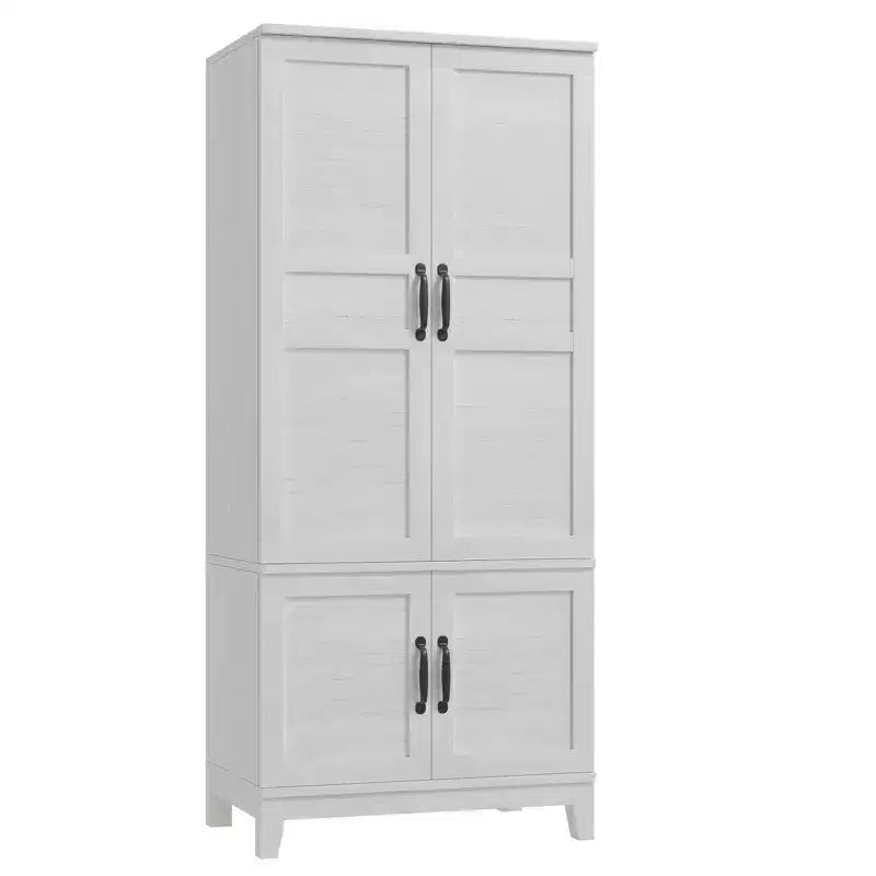 Armoire Wardrobe Closet with 4 Doors, 72 Wooden Wardrobe Cabinet with Hanging Rod, Freestanding Tall Clothing Armoire Cabinet