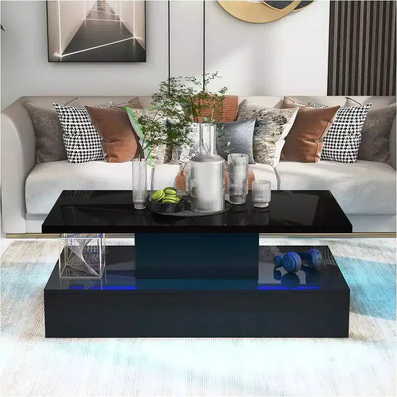 Acekool Modern Minimalist Coffee Table, 16-Color Ambient, RGB Modes, Easy Clean, Particle Board, Living Room Decor, Easy Assembly
