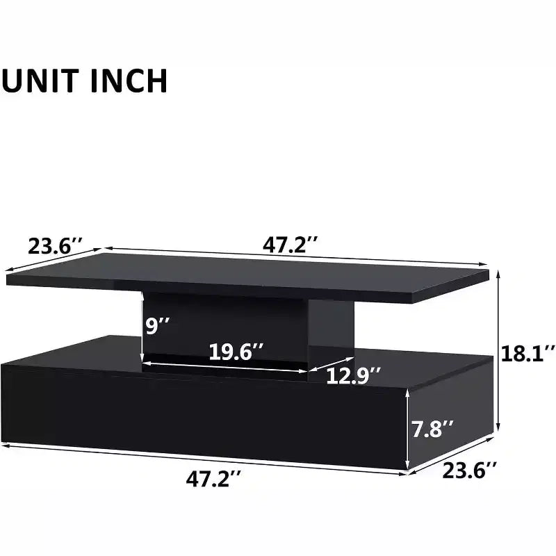 Modern Minimalist Coffee Table, 16-Color Ambient, RGB Modes, Easy Clean, Particle Board, Living Room Decor, Easy Assembly