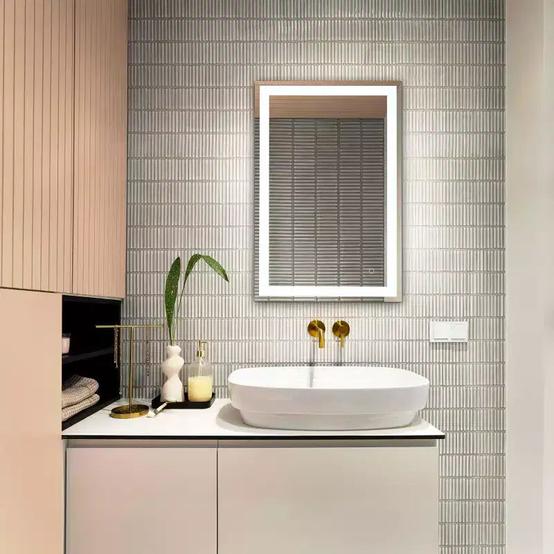 Hyatt 24 Aluminum LED Rectangle Mirror - LMR1000 - Silver/White