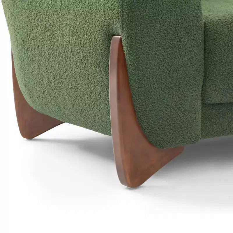 Mid Century Modern Sofa with Lamb Wool Fabric, Upholstered Living Room Sofa with Waist Cushion, Reading Sofa for Bedroom Sunroom