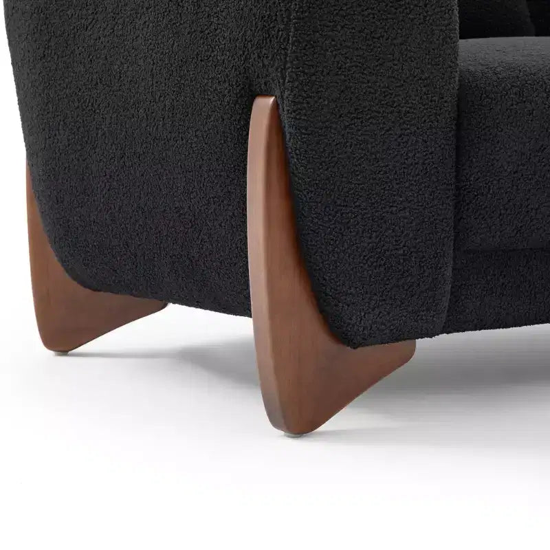 Mid Century Modern Sofa with Lamb Wool Fabric, Upholstered Living Room Sofa with Waist Cushion, Reading Sofa for Bedroom Sunroom