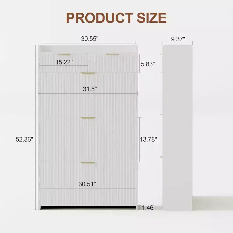 Fluted Narrow Shoe Storage Cabinet with 3 Flip Drawers, Modern Shoe Cabinet, Freestanding Hidden Shoe Rack for Hallway, Entryway, Living Room