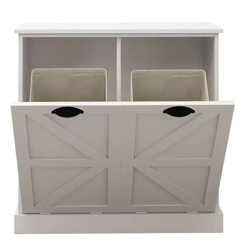 31.49 in. W x 13.77 in. D x 30.7 in. H White Linen Cabinet with 2 Doors