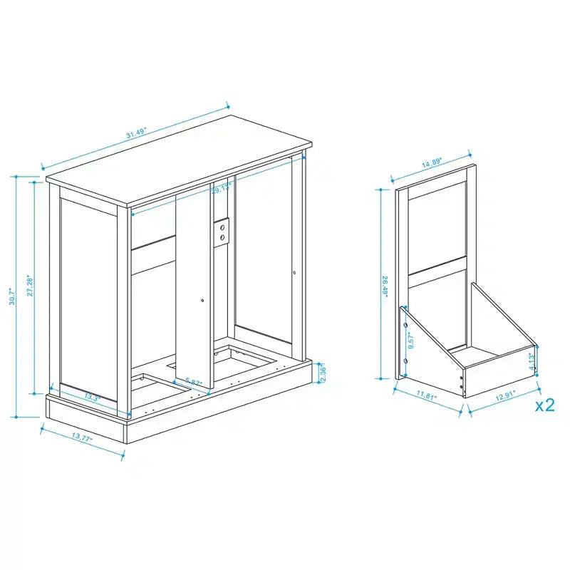31.49 in. W x 13.77 in. D x 30.7 in. H White Linen Cabinet with 2 Doors
