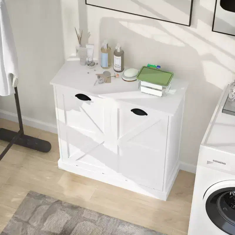 31.49 in. W x 13.77 in. D x 30.7 in. H White Linen Cabinet with 2 Doors