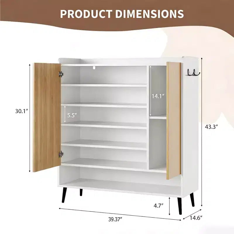3-Door Shoe Cabinet with 6-Layer for Entryway, Freestanding Shoe Storage Organizer for Hallway, Living Room, or Bedroom