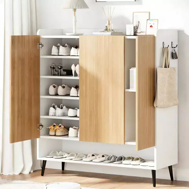 3-Door Shoe Cabinet with 6-Layer for Entryway, Freestanding Shoe Storage Organizer for Hallway, Living Room, or Bedroom