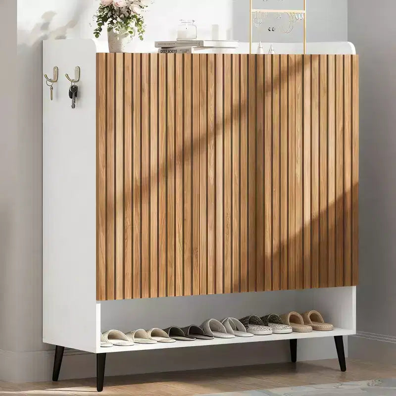 3-Door Shoe Cabinet with 6-Layer for Entryway, Freestanding Shoe Storage Organizer for Hallway, Living Room, or Bedroom