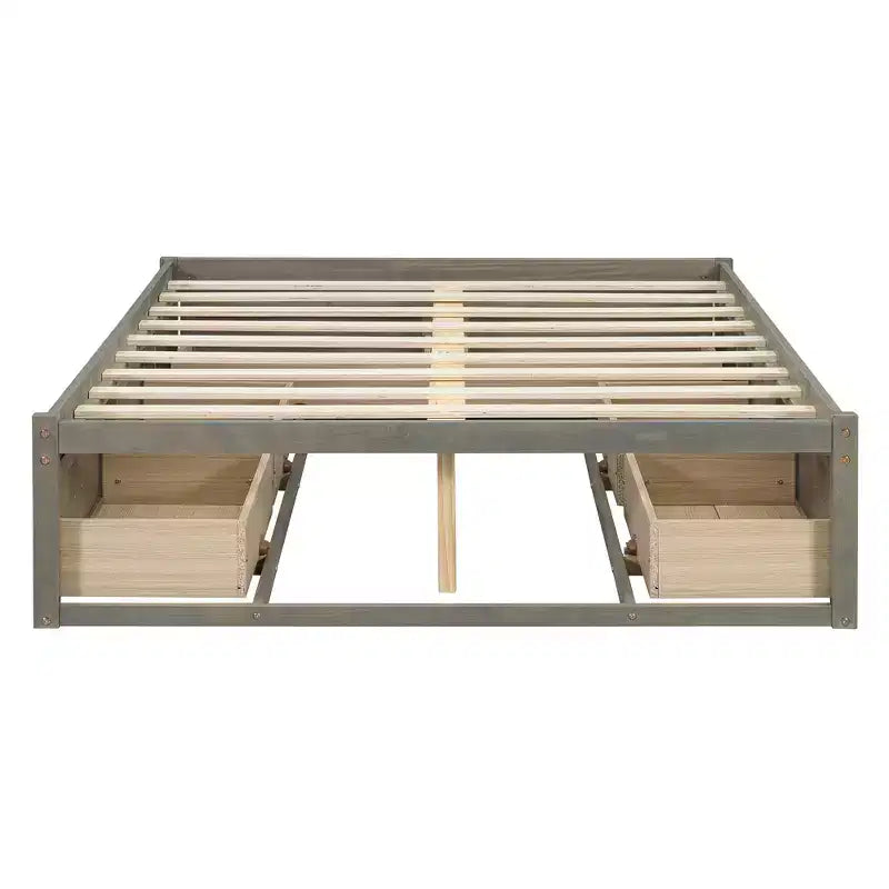 Full Size Wood Platform Bed With 6 Storage Drawers, Easy Assembly