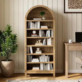 Modern Arched Bookcase  71 Tall Display Rack with 7 Adjustable Shelves  Wooden Freestanding Organizer for Living Room, Bedroom or Hallway