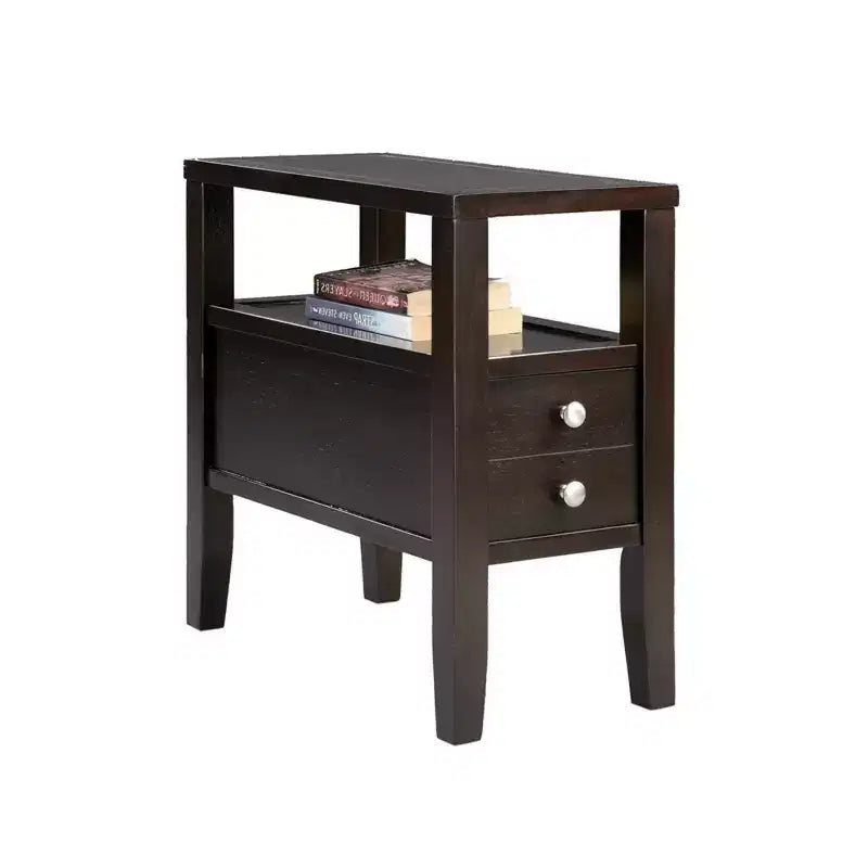 24 Brown End Table With Two Drawers