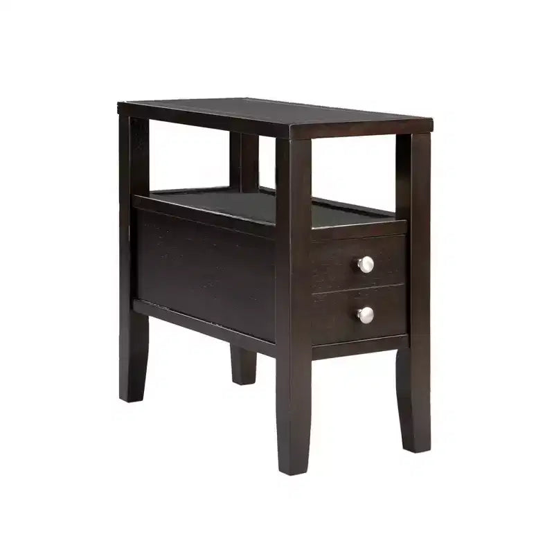 24 Brown End Table With Two Drawers