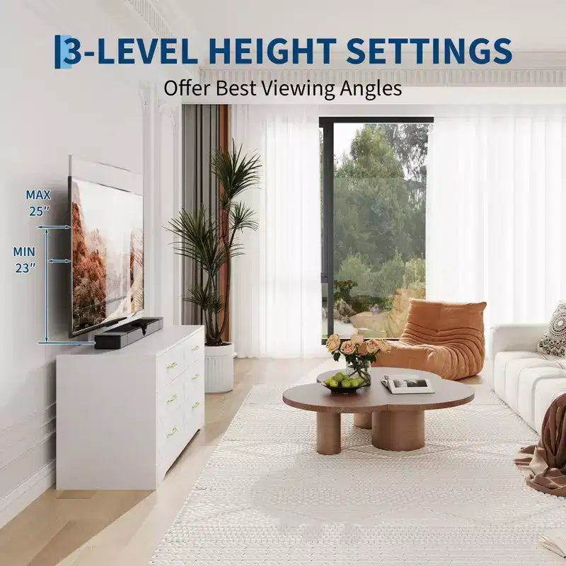 Modern TV Stand Dresser with Adjustable Mount for 32-80 Inch TVs 6 Drawer Storage Cabinet Media Console Table Bedroom & Living Room Furniture