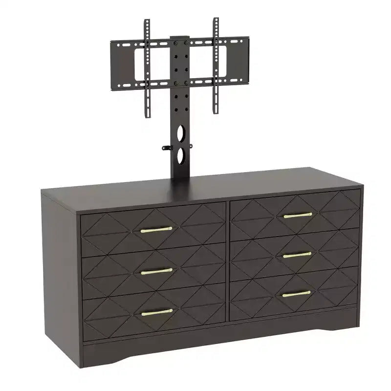 Modern TV Stand Dresser with Adjustable Mount for 32-80 Inch TVs 6 Drawer Storage Cabinet Media Console Table Bedroom & Living Room Furniture