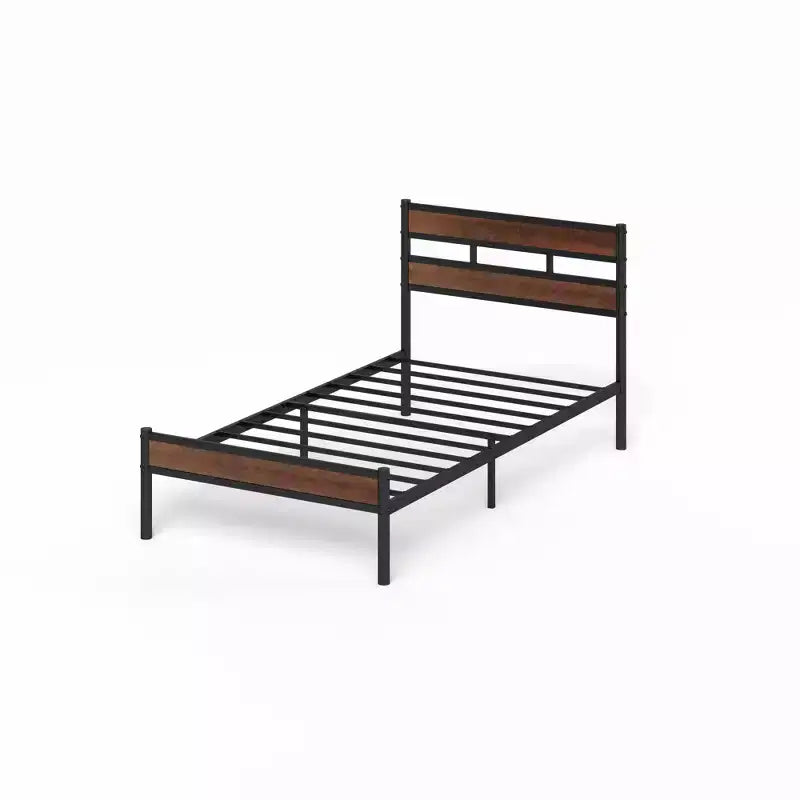 Roman Bamboo and Metal Platform Bed Frame Brown - Zinus