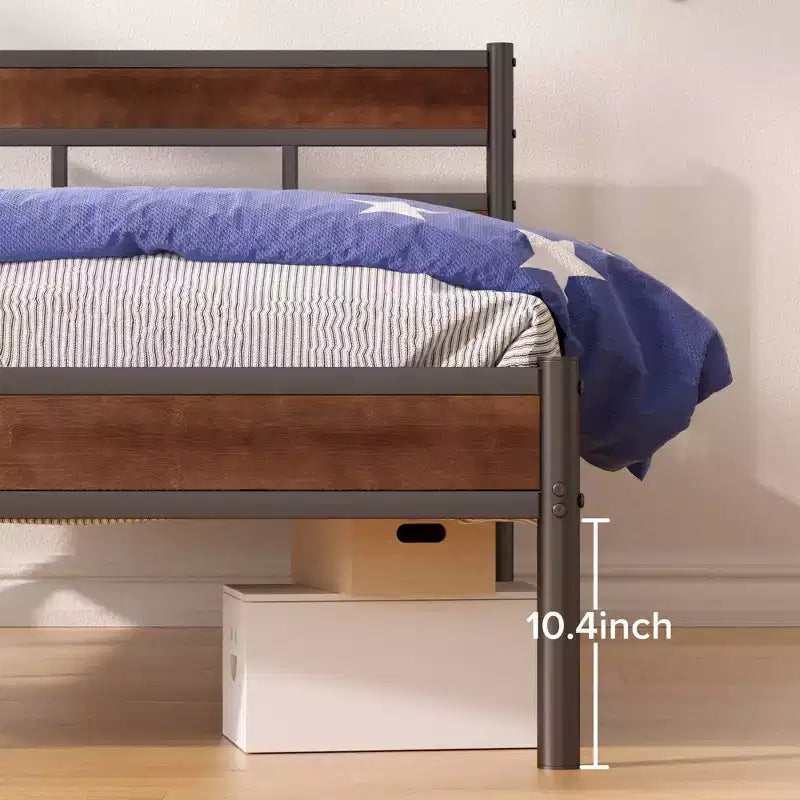 Roman Bamboo and Metal Platform Bed Frame Brown
