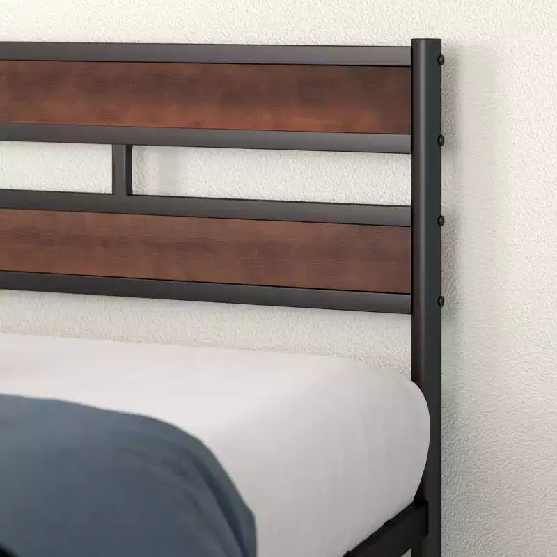 Roman Bamboo and Metal Platform Bed Frame Brown